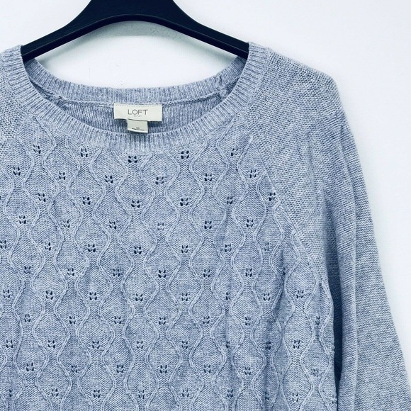 Loft Women's M Sweater Knit Textured Purple Pullover Winter Cotton Blend NWT O39 - Picture 2 of 5